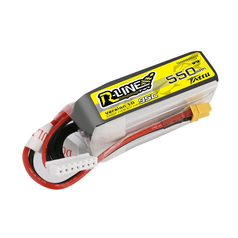 Tattu 550mAh 6S 95C 22,2V LiPo-batteri – XT30 kontakt – R-Line 1,0