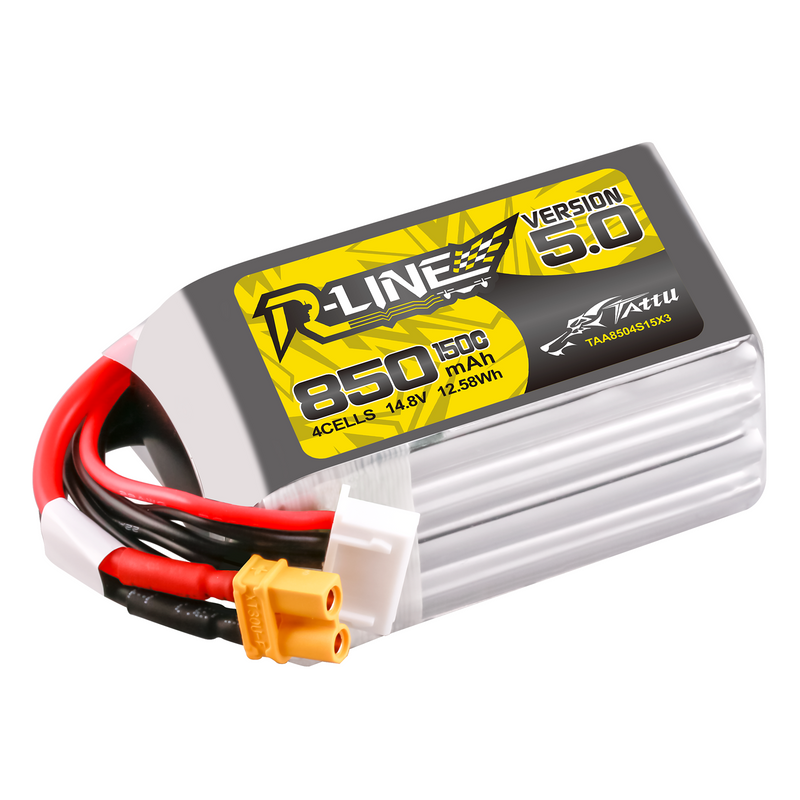 Tattu 850mAh 4S 150C 14,8V LiPo-batteri – XT30U-F kontakt – R-Line 5,0