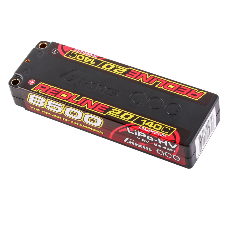 Gens ace 8500mAh 2S 140C 7,6V(HV) LiPo-batteri – 5,0mm bullet – Redline