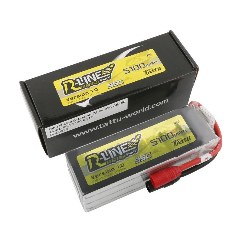 Tattu 5100mAh 6S 95C 22,2V LiPo-batteri – AS150 kontakt – R-Line 1,0