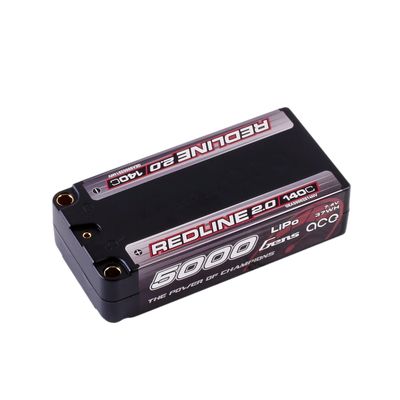 Gens ace 5000mAh 2S 140C 7,4V Shorty LiPo-batteri – 5,0mm bullet – Redline