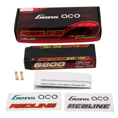 Gens ace 6800mAh 2S 140C 7,6V(HV) LiPo-batteri – 5,0mm bullet – Redline