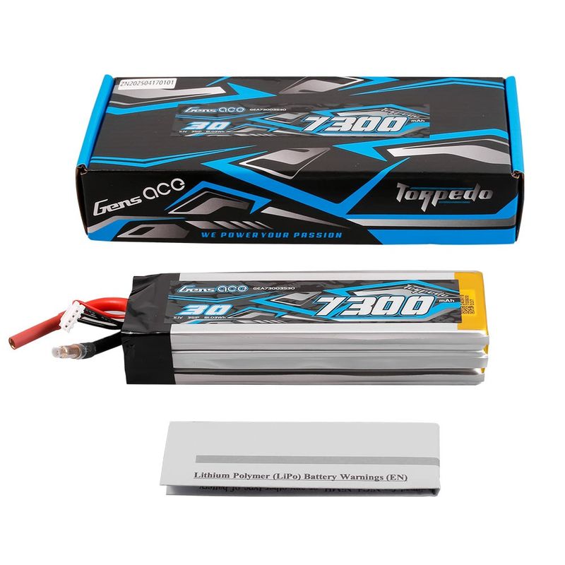 Gens ace 7300mAh 3S 30C 11,1V LiPo-batteri – 4,0mm Bullet+4,0mm Stecker – Boat