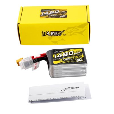 Tattu 1480mAh 6S 160C 22,2V SQ LiPo-batteri – XT60 kontakt – R-Line 6,0