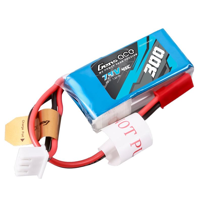 Gens ace 300mAh 2S 45C 7,4V LiPo-batteri – JST-SYP kontakt – Ace Classic