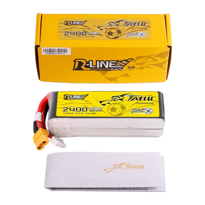 Tattu 2400mAh 4S 120C 15,2V(HV) LiPo-batteri – XT60 kontakt – R-Line