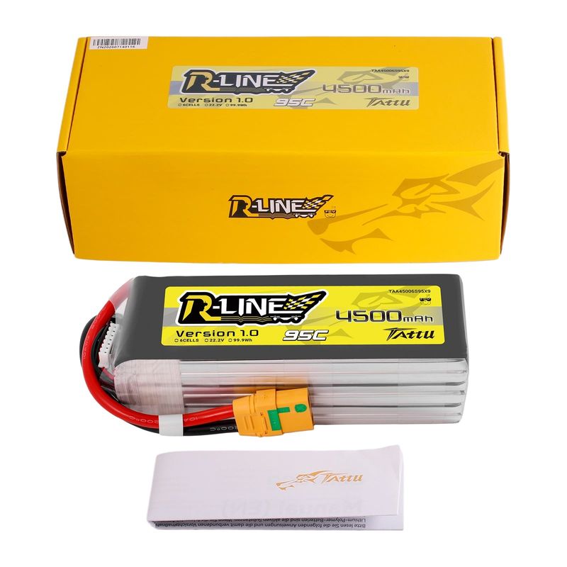 Tattu 4500mAh 6S 95C 22,2V LiPo-batteri – XT90-S kontakt – R-Line 1,0