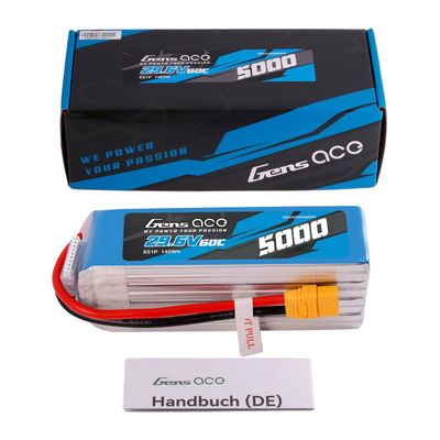 Gens ace 5000mAh 8S 60C 29,6V LiPo-batteri – XT90 kontakt – Heli