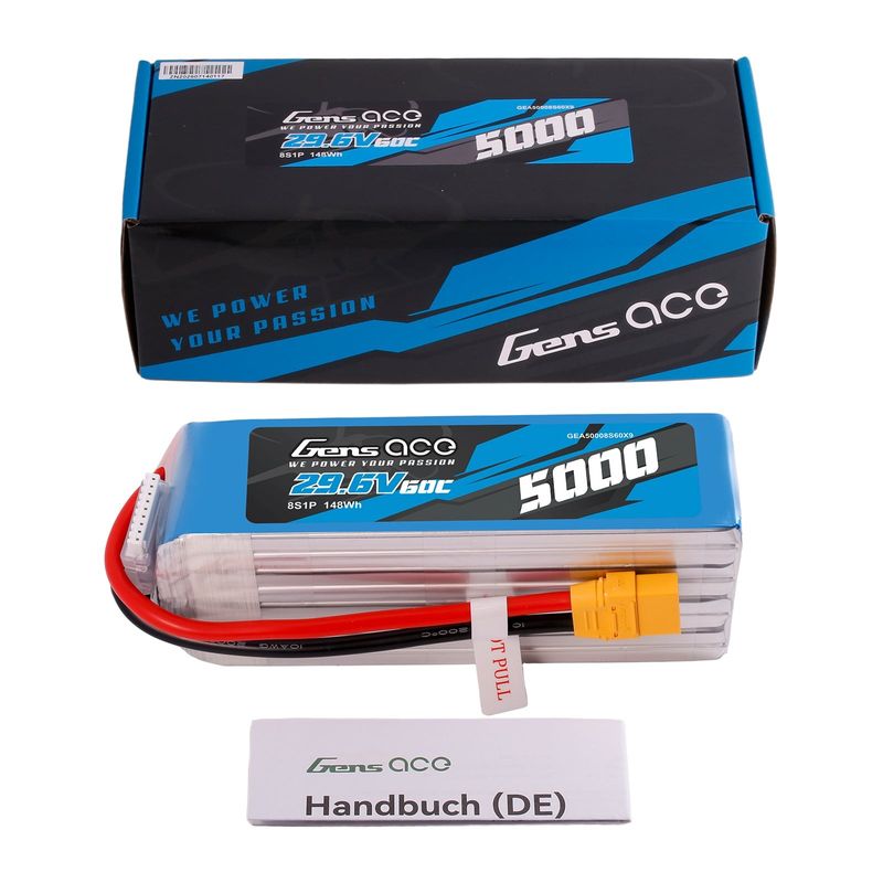 Gens ace 5000mAh 8S 60C 29,6V LiPo-batteri – XT90 kontakt – Heli