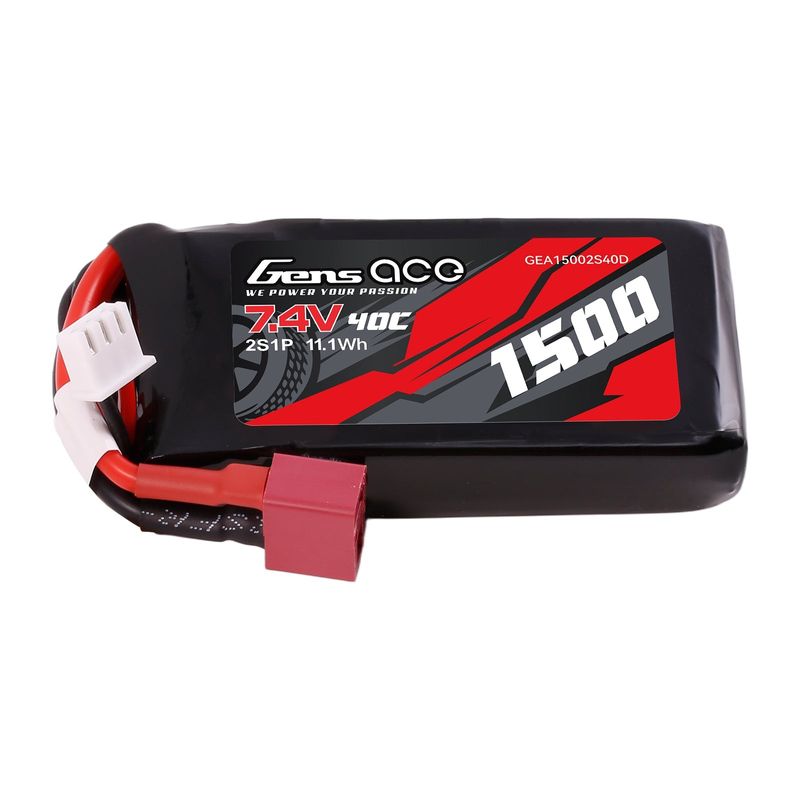 Gens ace 1500mAh 2S 40C 7,4V LiPo-batteri – Deans kontakt – Car Classic