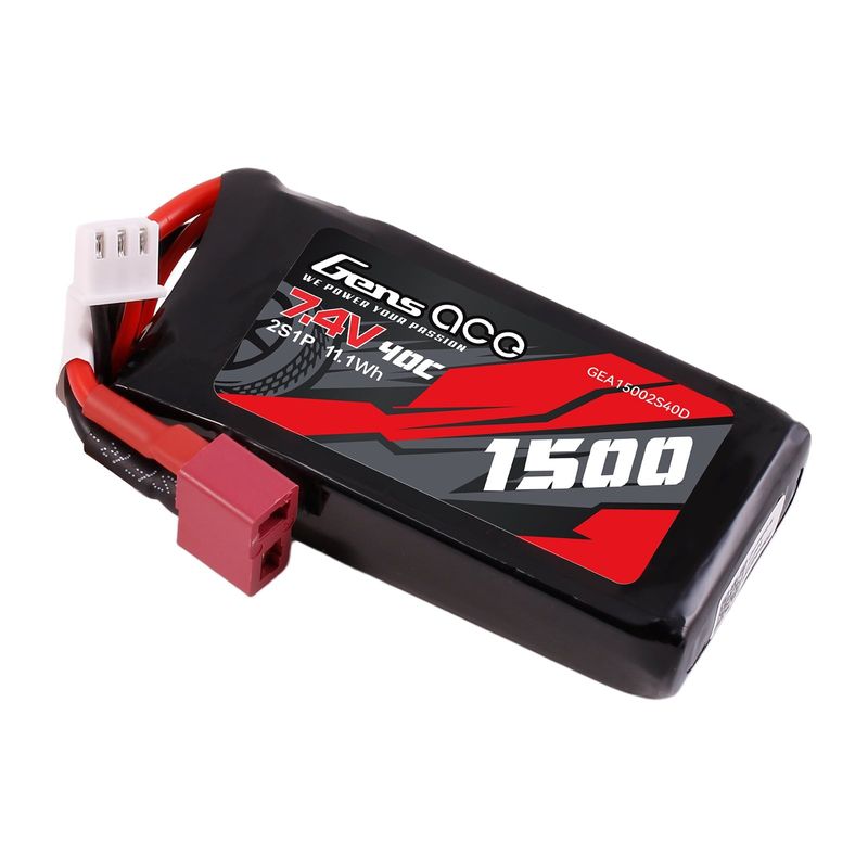 Gens ace 1500mAh 2S 40C 7,4V LiPo-batteri – Deans kontakt – Car Classic