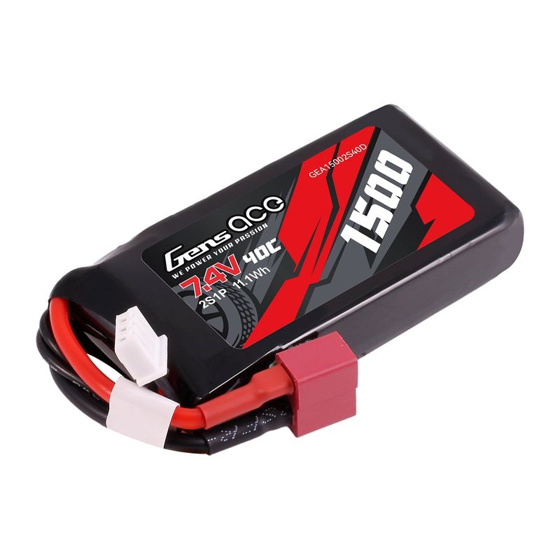 Gens ace 1500mAh 2S 40C 7,4V LiPo-batteri – Deans kontakt – Car Classic