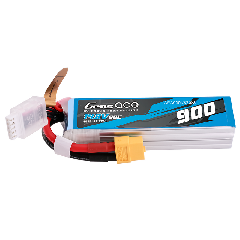 Gens ace 900mAh 4S 80C 14,8V LiPo-batteri – XT60 kontakt – Ace Classic