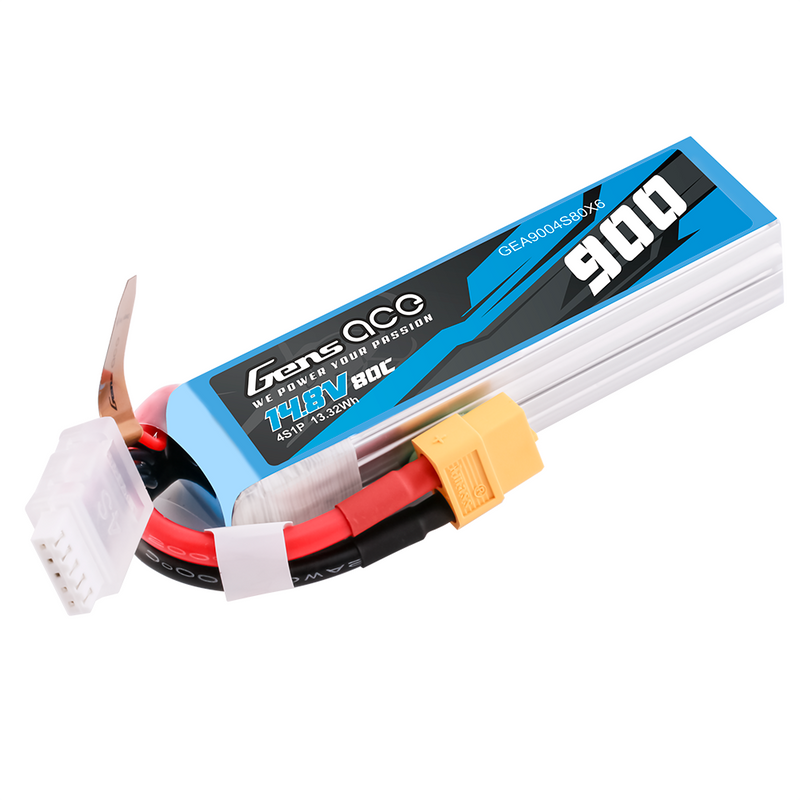 Gens ace 900mAh 4S 80C 14,8V LiPo-batteri – XT60 kontakt – Ace Classic