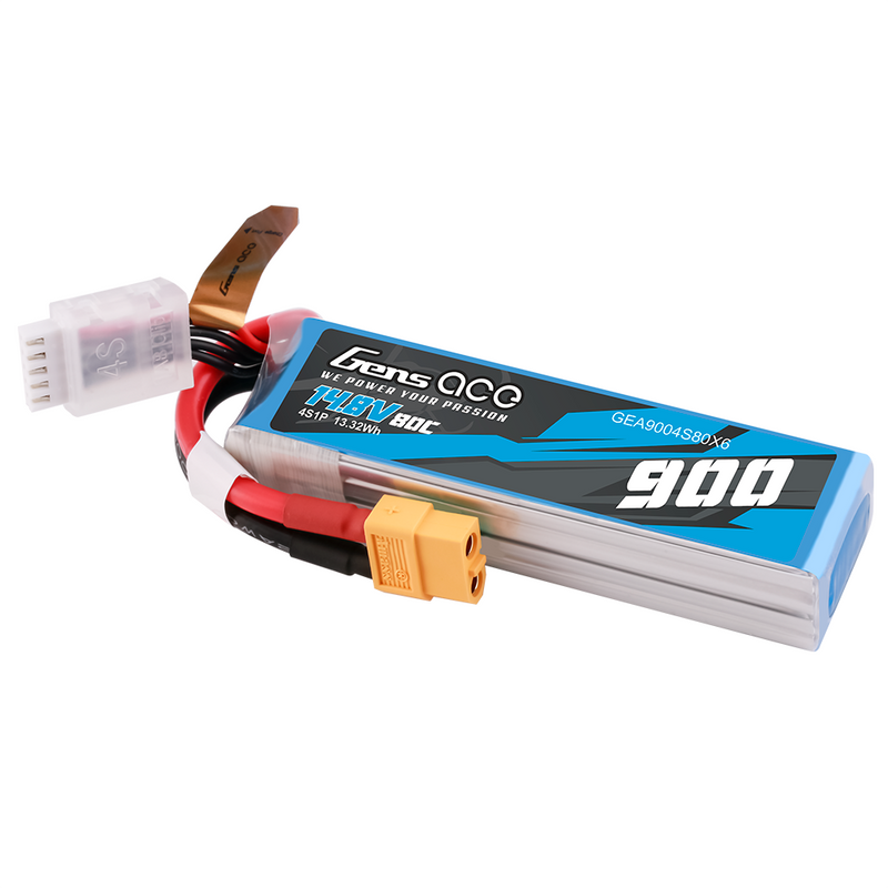 Gens ace 900mAh 4S 80C 14,8V LiPo-batteri – XT60 kontakt – Ace Classic