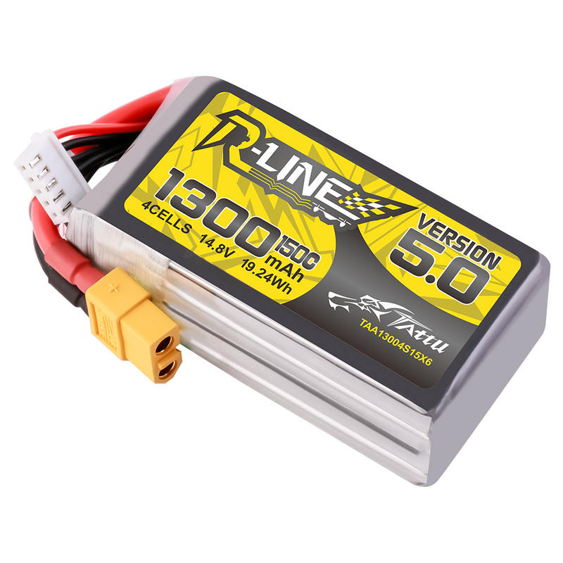 Tattu 1300mAh 4S 150C 14,8V LiPo-batteri – XT60 kontakt – R-Line 5,0