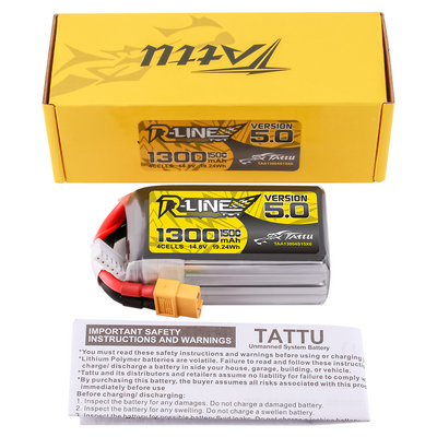 Tattu 1300mAh 4S 150C 14,8V LiPo-batteri – XT60 kontakt – R-Line 5,0