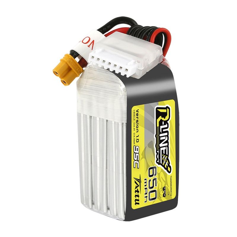 Tattu 650mAh 6S 95C 22,2V LiPo-batteri – XT30U-F kontakt – R-Line 1,0