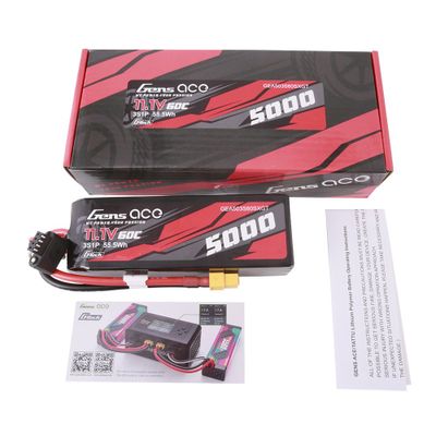 Gens ace 5000mAh 3S 60C 11,1V Shorty LiPo-batteri – XT60 kontakt – Car Classic