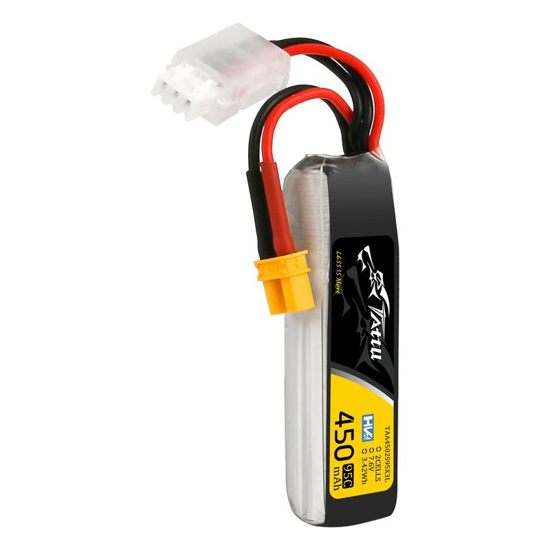 Tattu 450mAh 2S 95C 7,6V(HV) Long LiPo-batteri – XT30 kontakt – FPV Classic