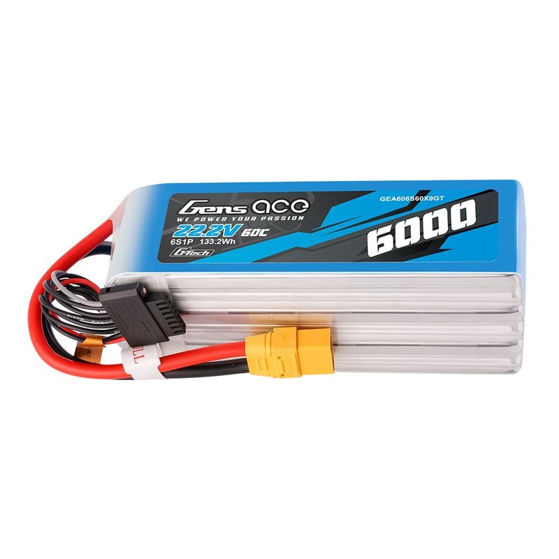 Gens ace 6000mAh 6S 60C 22,2V LiPo-batteri – XT90 kontakt – Heli