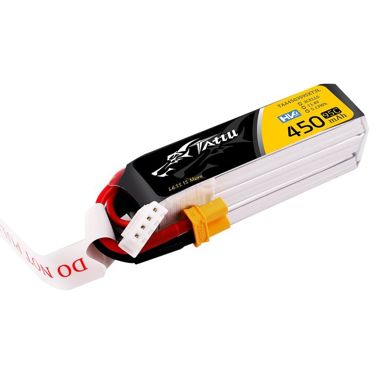 Tattu 450mAh 3S 95C 11,4V(HV) Long LiPo-batteri – XT30U-F kontakt – FPV Classic