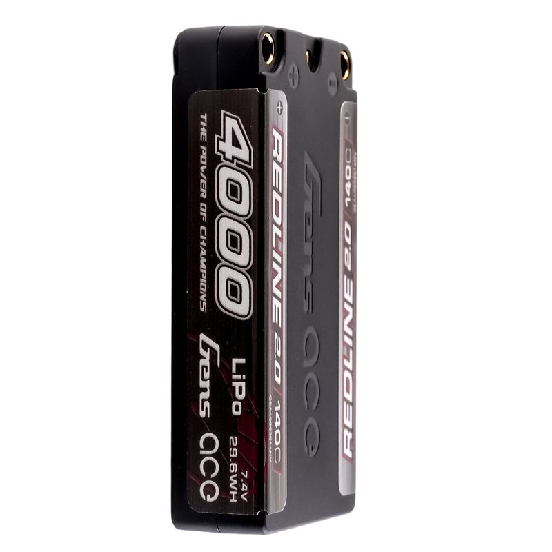 Gens ace 4000mAh 2S 140C 7,4V Shorty LiPo-batteri – 5,0mm bullet – Redline