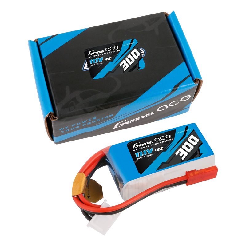Gens ace 300mAh 3S 45C 11,1V LiPo-batteri – JST-SYP kontakt – Ace Classic