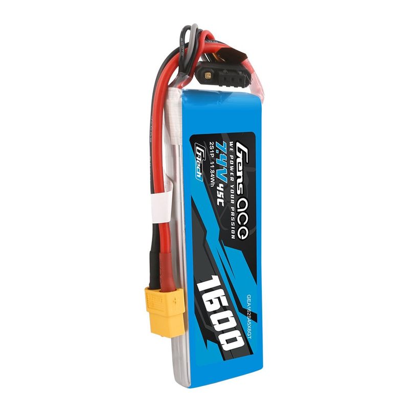 Gens ace 1600mAh 2S 45C 7,4V LiPo-batteri – XT60 kontakt – Ace Classic