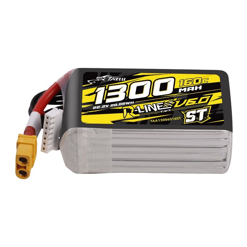 Tattu 1300mAh 6S 160C 22,2V ST LiPo-batteri – XT60 kontakt – R-Line 6,0