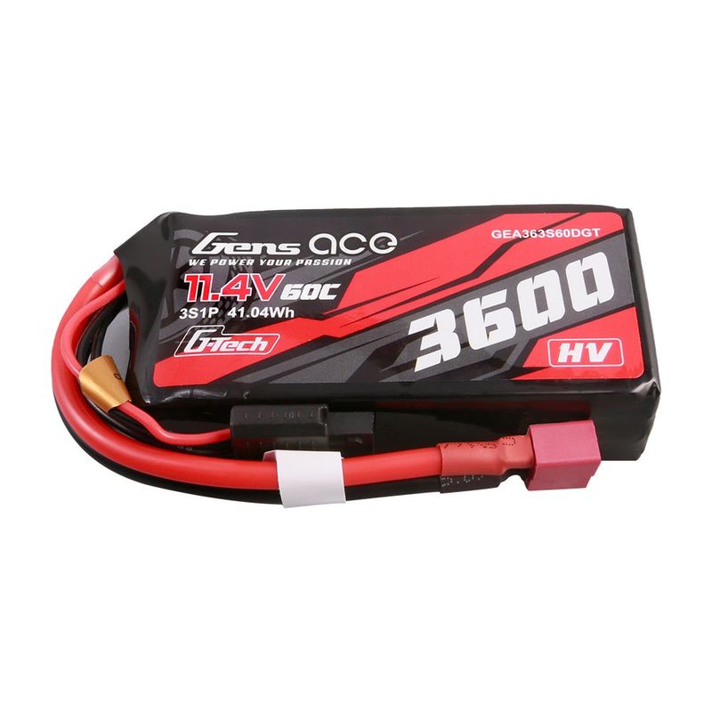 Gens ace 3600mAh 3S 60C 11,4V(HV) LiPo-batteri – Deans kontakt – Car Classic