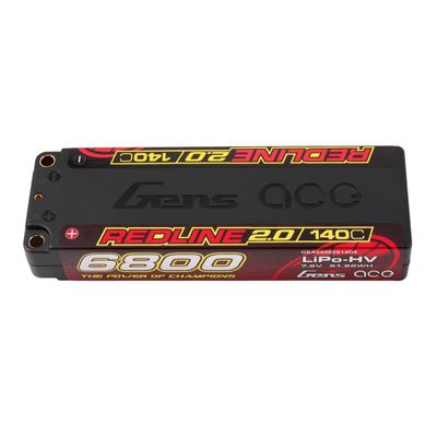Gens ace 6800mAh 2S 140C 7,6V(HV) LiPo-batteri – 5,0mm bullet – Redline