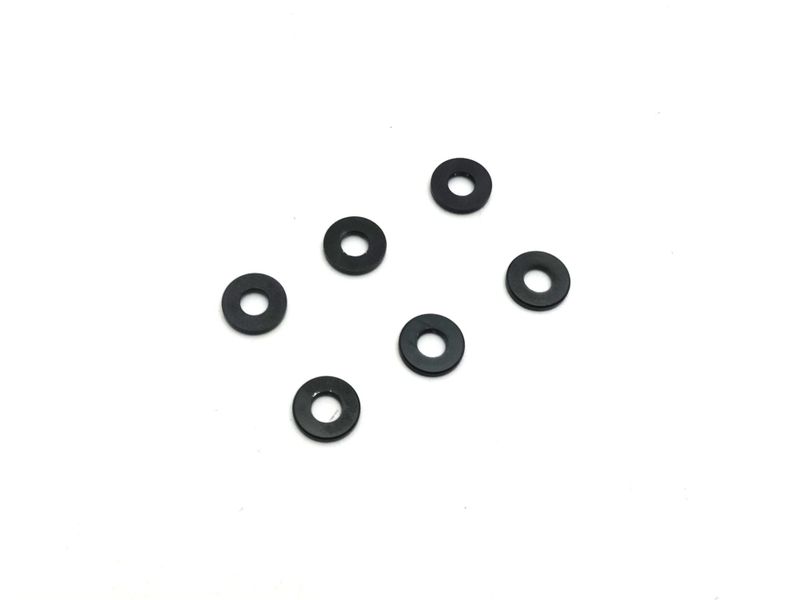 Kyosho 97059-01BK – Svarteloxerade brickor 3 × 7 × 1 mm, 6 st