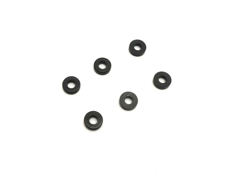 Kyosho 97059-02BK – Svarteloxerade brickor 3 × 7 × 2 mm, 6 st