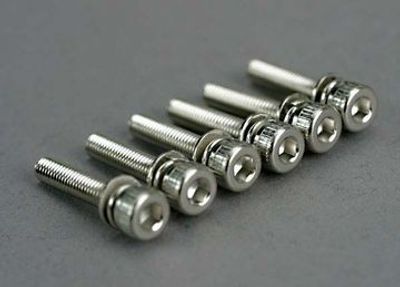 Traxxas Skruv M3x15mm Hög Insex med Låsbricka (6) (5142)