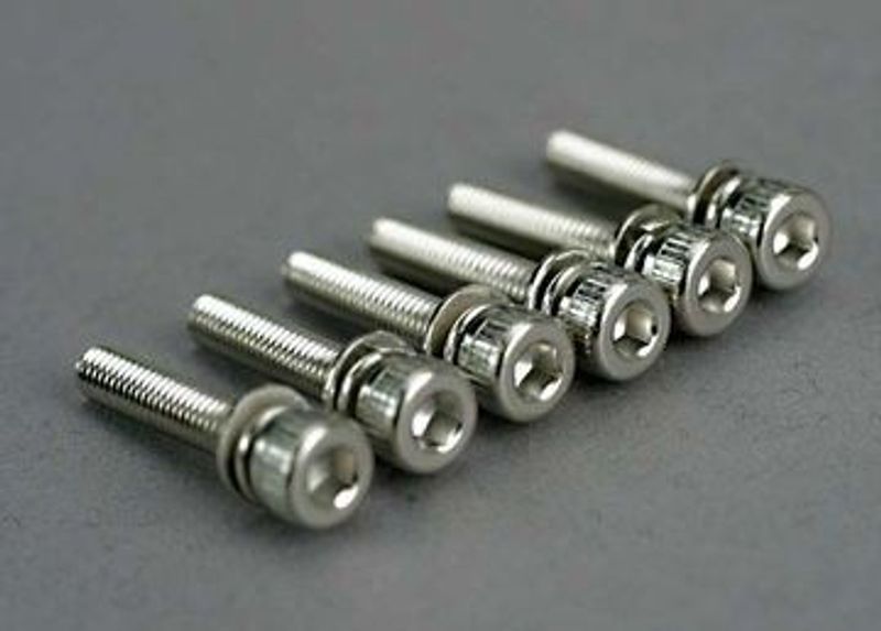 Traxxas Skruv M3x15mm Hög Insex med Låsbricka (6) (5142)
