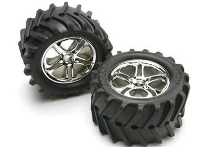 Traxxas Däck & Fälg Maxx Chevron/SS Krom (14mm) 3.8" (2) (5173)