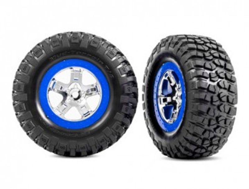Traxxas Däck & Fälg, BFGoodrich/SCT Krom-Blå 4WD/2WD Bak (2) (5867A)
