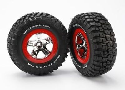Traxxas Däck & Fälg BFGoodrich/SCT Krom-Röd 2WD Fram (2) (5869)