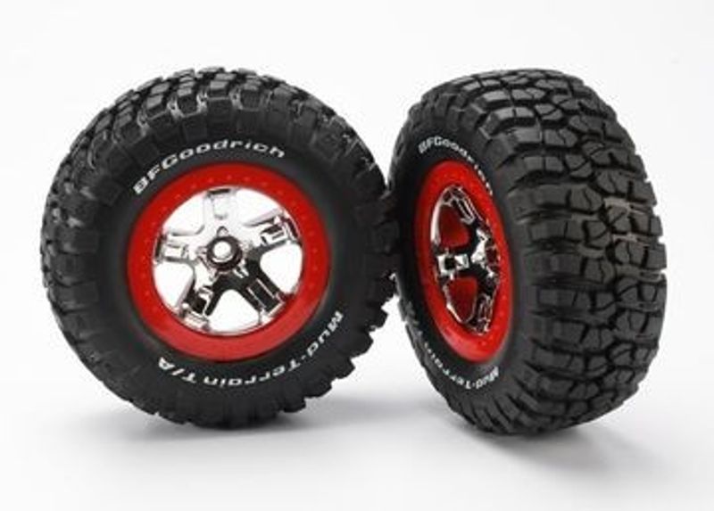 Traxxas Däck & Fälg BFGoodrich/SCT Krom-Röd 2WD Fram (2) (5869)