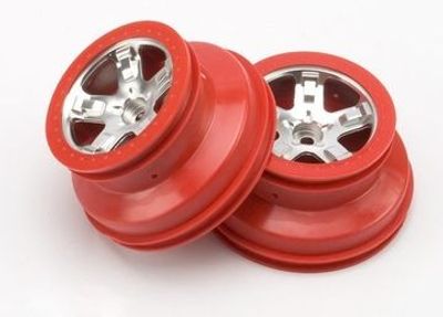 Traxxas Fälg SCT Matt Krom-Röd 2.2/3.0" 2WD Fram (2) (5874A)