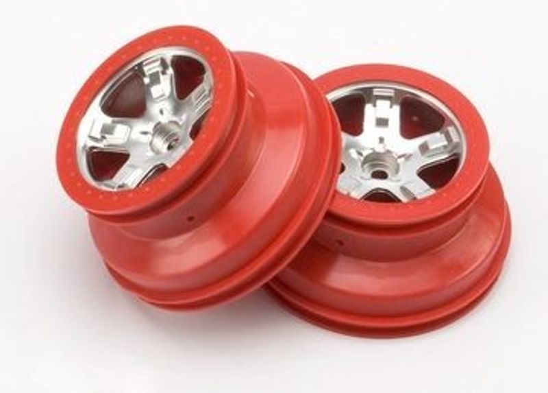 Traxxas Fälg SCT Matt Krom-Röd 2.2/3.0" 2WD Fram (2) (5874A)