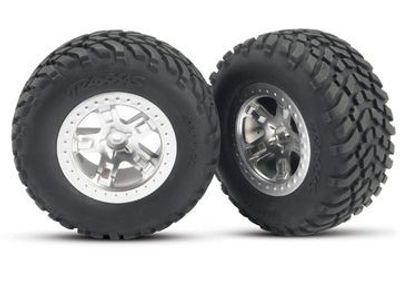 Traxxas Däck & Fälg SCT/SCT Matt Krom-Svart 2WD Fram (2) (5875)