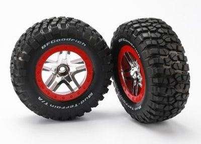 Traxxas Däck & Fälg BFGoodrich/S-Spoke Krom-Röd 2WD Fram (2) (5877A)