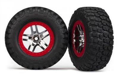 Traxxas Däck & Fälg BFGoodrich S1/S-Spoke Krom Röd 2WD Fram (2) (5877R)