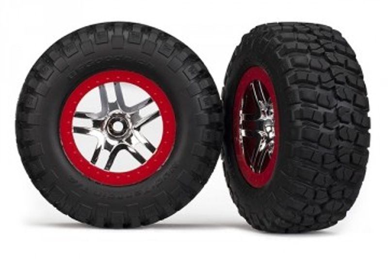 Traxxas Däck & Fälg BFGoodrich S1/S-Spoke Krom Röd 2WD Fram (2) (5877R)