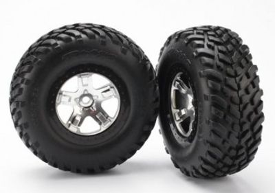 Traxxas Däck & Fälg SCT/SCT Matt Krom-Svart 4WD/2WD Bak (2) (5873X)