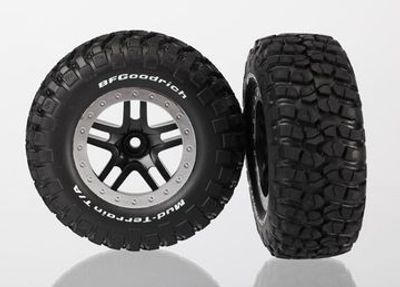 Traxxas Däck & Fälg BFGoodrich/S-Spoke Svart-Matt Krom 2WD Fram (2) (5885)