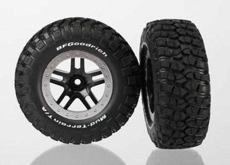 Traxxas Däck & Fälg BFGoodrich/S-Spoke Svart-Matt Krom 2WD Fram (2) (5885)