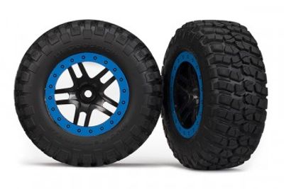 Traxxas Däck & Fälg BFGoodrich/S-Spoke Svart-Blå 2WD Fram (2) (5885A)